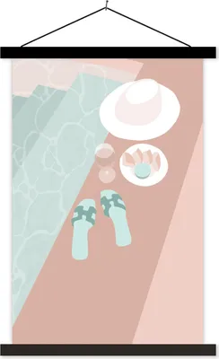 Produktbild von MuchoWow® Textilposter Sommer - Hausschuhe - Wein 40x60 cm mit schwarzem Rahmen - Wanddekorationen