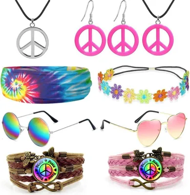 Obrázek produktu pro iZoeL Hippie kostým dámy muži 80s 90s hippie party Halloween karneval