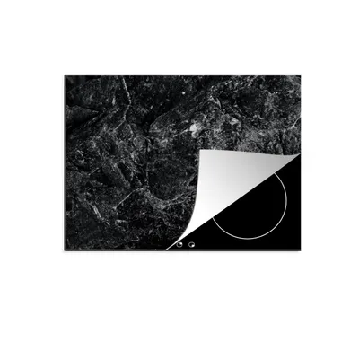 Produktbild von KitchenYeah© Herdabdeckplatte Schwarz - Weiß - Stein - Granit , 71x52cm, Küche Deko, Glaskeramikkochfeld Herdabdeckung, Abdeckplatte fùr Kochfeld