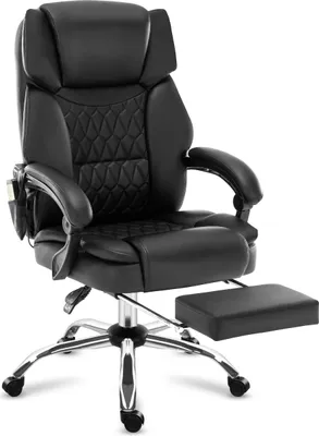 Produktbild von MARK ADLER Boss 6.0 | Bürostuhl Massagesessel Ergonomischer Chefsessel | Massagefunktion | Fußstütze | Wärmefunktion | Drehbar | Kunstleder | Schwarz
