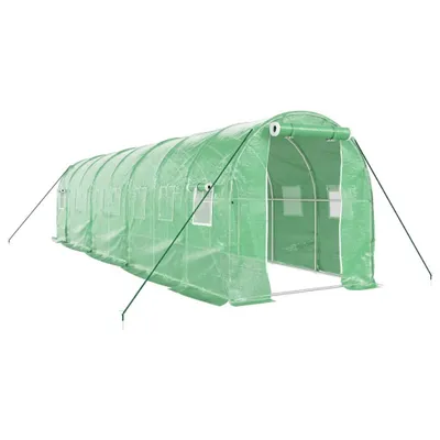 Produktbild von vidaXL Gewächshaus mit Stahlrahmen Grün 16 m² 8x2x2 m