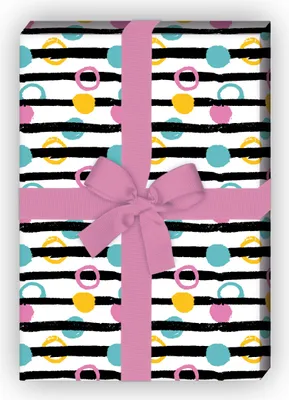 Produktbild von Doodle Geschenkpapier Set, Dekorpapier mit Kringel Punkten und Streifen - G8795, 32 x 48cm