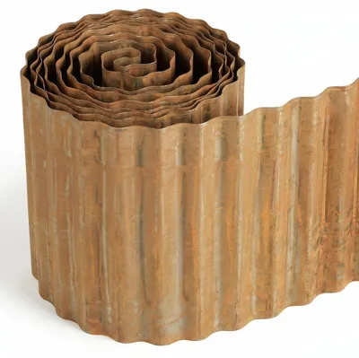 Image de Bordure de jardin en métal, rouleau de 6 mètres, hauteur de 25,4 cm, couleur marron, pour les bordures de massifs