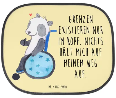 Produktbild von Mr. & Mrs. Panda Sonnenschutz Auto Panda Rollstuhl - Gelb Pastell - Geschenk, Autoscheibe, für, pkw, Sonnenblende