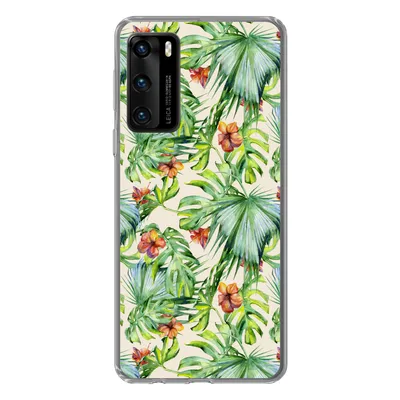 Produktbild von MuchoWow® Handyhülle Schutzhülle Hülle für Huawei P40 Blume - Blatt - Muster Silikon Softcase Handy Hülle - Handytasche