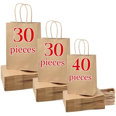 Image de Sacs en papier 100 pièces - Sacs en papier - Sacs en papier brun - Sacs cadeaux réutilisables - Papier kraft - Différentes tailles