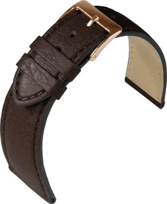 Produktbild von Eulit Country Uhrenarmband XL Rindleder genarbt braun Ton in Ton Naht, Stegbreite:18mm, Schließe:Roséfarben
