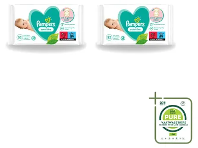 Produktbild von 2 x Pampers Sensitive Babytücher - 52 Stück - Großpackung - 2 Stücke
