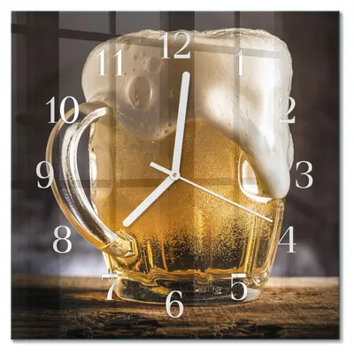 Produktbild von Tulup Glasuhr Wanduhr Küchenuhr Echt-Glas 30x30 cm Modern Dekorativ Geräuschlos Weiße Zeiger - Bier