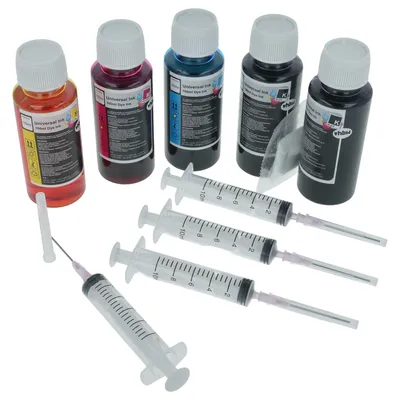 Produktbild von vhbw 5x Nachfülltinte für Drucker - Refillset Dye Cyan, Dye Magenta, Dye Schwarz, Dye Yellow, 100ml