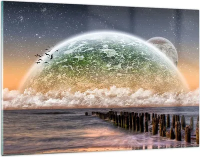 Produktbild von Bilder auf glas - Abstraktion Planet Erde Globus - 120x80cm - Glasbilder - Wandbilder - Kunstdruck - zum Aufhängen bereit - Wanddekoration aus Glas - Glas Bilder - Wandbild auf Glas - GAA120x80-0353
