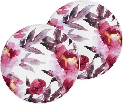Produktbild von BELIANI Gartenkissen 2er Set Weiß u. Rosa Stoffbezug mit Füllung Rund 40 cm Blumenmuster Modernes Design Outdoor Terrasse Balkon Dekokissen
