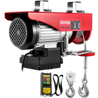 Produktbild von VEVOR Doppelkabel-Elektrowinch, Tragfähigkeit 495 kg, Motorleistung 1020 W, 220-V-Motorwinch, ferngesteuert, Notstoppschalter