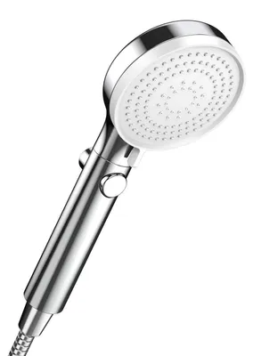 Produktbild von Duschkopf mit Stoppfunktion, 3 Strahlarten, Hochdruck, Wassersparend, Chrom