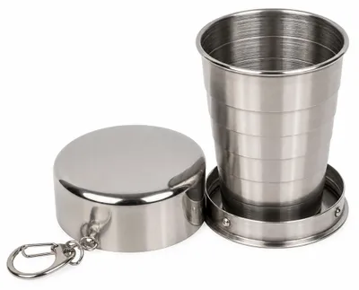 Klappbares Shotglas aus Edelstahl mit Schlüsselanhänger