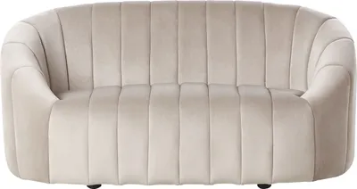 Produktbild von BELIANI 2-Sitzer Sofa Beige Samt mit Niedriger Rückenlehne Gesteppt Oval Muschel Form Retro Design Wohnzimmer Schlafzimmer Ausstattung Couch Polstersofa