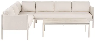 Produktbild von BELIANI Lounge Set Hellbeige Aluminium 2-Teilig Modern 5-Sitzer Ecksofa Rechtsseitig u. Couchtisch Outdoor Terrasse Balkon Gartenset Gartenmöbel Set