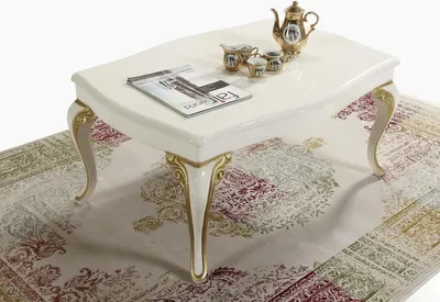 Image de Casa Padrino Table basse baroque crème / or 105 x 74 x H. 50 cm - Table de salon rectangulaire de style baroque - Meubles baroques