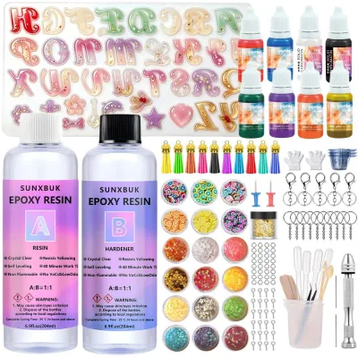 Epoxidharz-Set 408 ml, transparent, mit Silikonformen, für Schmuck & DIY