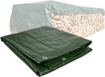 Produktbild von 2 Holzabdeckplanen aus PolyTarp PE, Schutzplane 1,5 x 6 m, grün, reißfest und wasserdicht, 210 g/m²