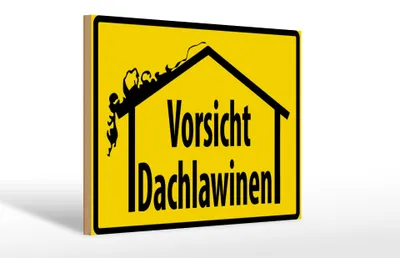Produktbild von Holzschild Warnschild 30x20cm Vorsicht Dachlawinen