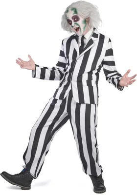 Image de Costume fantôme noir et blanc rayé adulte - M/L