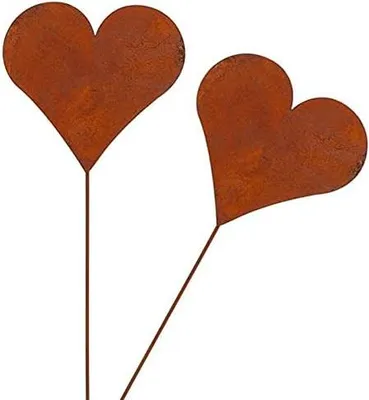 Produktbild von MACOSA CP44193 Gartenstecker Herz 2er Set Rost 35 cm Rostig Echtrost Beetstecker Garten-Dekoration Figur Dekofigur Edelrost Gartendeko Blumenstecker