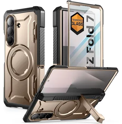 Immagine prodotto di Custodia protettiva con supporto e protezione per lo schermo, compatibile con MagSafe, per Samsung Galaxy Z Fold 7, con grado di protezione militare (colore: sabbia)