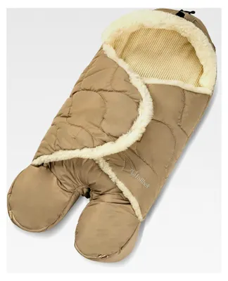 Produktbild von Fellhof Einschlagdecke für Babyschale Winterberg & Tuch Blaubaer | Babyfußsack für Babys bis 6 Monate | Wind- und wasserabweisend, mit Kapuze und Gurtschlitzen | Fußsack für Kinderwagen im Winter