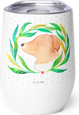 Produktbild von Mr. & Mrs. Panda thermosbecher Hund Blumen - Weiß - Geschenk, Hundemama, Niedlich, Isolierbecher, Sprüche, Hunde, Thermobecher, glühweinbecher, Ranke, Thermo Becher