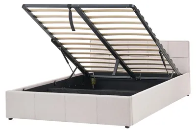 Obrázek produktu pro BELIANI Postel světle béžová 120 x 200 cm s úložným prostorem s lamelovým roštem dvoulůžko moderní design