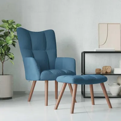 Obrázok produktu pre vidaXL Relaxačné kreslo s taburetom Blue Velvet