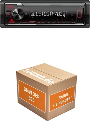 Produktbild von Autoradio Einbaupaket Kenwood KMM-BT209 passend für BMW 3er E36 | Bluetooth USB Telefonieren