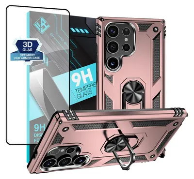 Produktbild von Armor Outdoor Handyhülle für Samsung Galaxy S24 Ultra Handy Panzer Case Schutzhülle mit 9H Displayglas Displayschutz Farbe: Rosegold