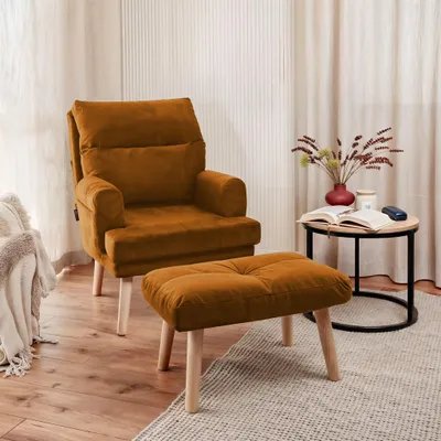 Produktbild von Relaxsessel Sessel CATANIA inkl. Hocker in Stoff Trinity Honiggelb