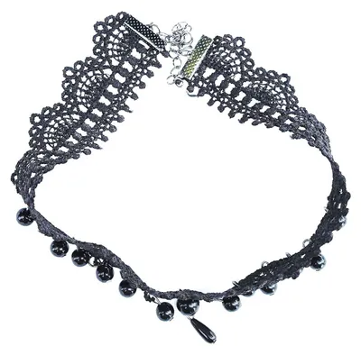 Produktbild von Gothic Choker Halskette Schwarz Spitze Kragen Quaste Halloween Frauen Mädchen
