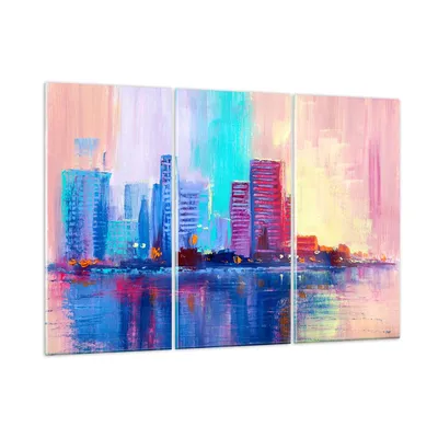 Produktbild von Bilder auf glas - Stadt Haus Straße - 165x110cm - Glasbilder - Wandbilder - Kunstdruck - zum Aufhängen bereit - Wanddekoration aus Glas - Glas Bilder - Wandbild auf Glas - 3 Teile - GCE165x110-4023