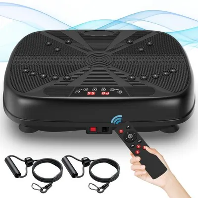 Produktbild von AIORBER Vibrationsplatte Fitness mit Widerstandsbändern, Vibrationsplattform für Ganzkörpertraining, Vibrationsgerät mit 99 Geschwindigkeitsstufen, Anti-Rutsch Fitnessplatte für Heimtraining Schwarz