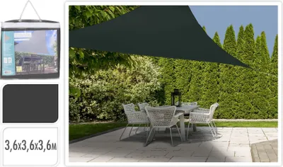 Obrázok produktu pre Progarden Solárna plachta 3,6x3,6x3,6 m tmavo šedá trojuholníková
