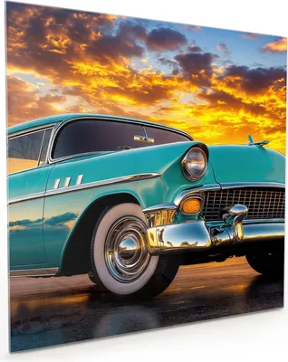 Produktbild von Küchenrückwand Spritzschutz Glas mit Motiv Retro Oldtimer 40 x 40 cm