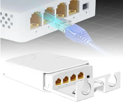 Produktbild von Gigabit PoE Extender, Outdoor 4 Ports PoE Switch, 1000Mbps Übertragungsdistanz 100m, 1PoE in 3PoE Out Extender IEEE 802.3 af/at PoE-Repeater für PoE-Injektor und Sicherheitskamera, Plug & Play