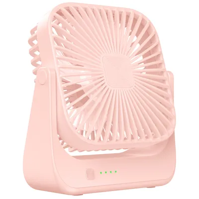 Produktbild von USB Lade Mini Tischventilator, Tragbar, Leise, Ideal für Büro und Outdoor, Kompakt, 3 Geschwindigkeiten, Desktop Zirkulationsventilator - Rosa
