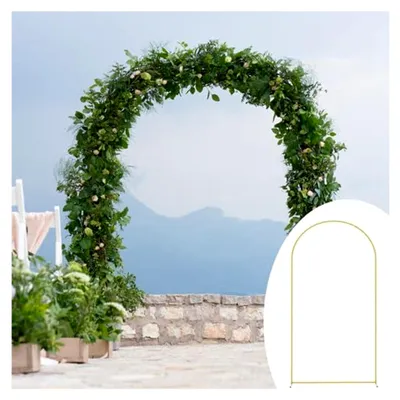 Produktbild von Hintergrundständer für Hochzeiten - Metall-Ballonrahmen | Goldener Blumenbogen für Hochzeiten | Ständer für Türrahmen | Bogen-Backdrop für Zeremonien