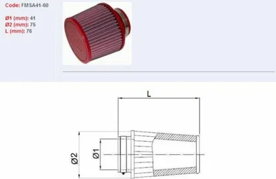 Imagen del producto de Filtro de aire cónico BMC, diámetro 41 mm - FMSA41-60