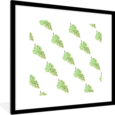 Produktbild von MuchoWow® Gerahmtes Poster Weintrauben - Aquarell - Muster 40x40 cm - Poster mit Schwarzem Bilderrahmen Wandposter Rahmen Foto Bilder - Poster - Plakat im Rahmen