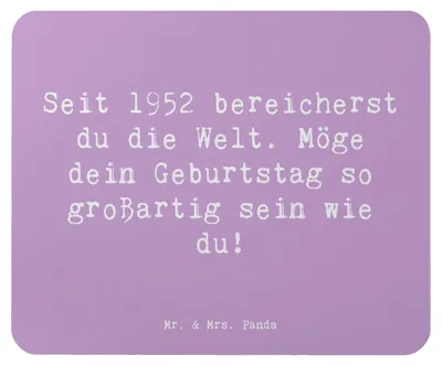 Produktbild von Mr. & Mrs. Panda Mauspad Spruch 1952 Geburtstag - Lavendeltraum - Geschenk, Mouse Pad, pc mausunterlage, Geburtstagsgeschenk, Jubiläumsgeschenk, Geburtsjahrgang, Mousepad