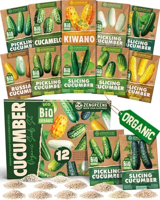 Productafbeelding van Komkommerzaadset, 12 verschillende soorten, biologisch, voor de tuin