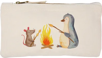 Produktbild von Mr. & Mrs. Panda Kulturtasche Pinguin Lagerfeuer Größe S Klein - Weiß - Geschenk, Schlampermäppchen, Feuer, Schminktasche, kosmetiktäschchen, Schulmäppchen, Pouch, Arbeit