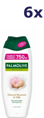 Productafbeelding van 6 flessen Palmolive Douchecrème - 750ml - Naturals, amandelmelk