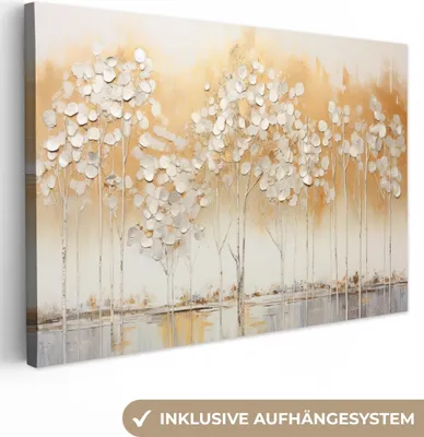 Produktbild von MuchoWow® - Leinwandbilder - Bäume - Kunst - Acryl - Natur, Wandbild, Wanddeko Bilder Wohnzimmer, 60x40 cm